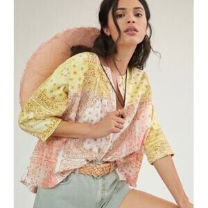Anthropologie Pilcro The Tavi Batik Bandana Button-Down Top